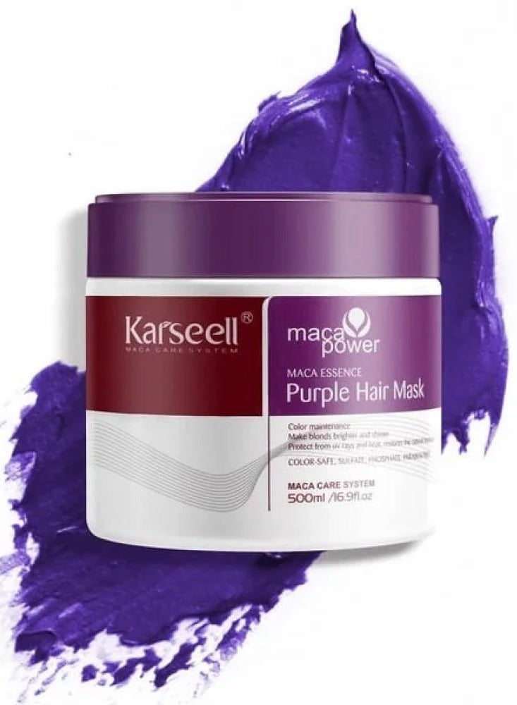 Karseell For Blonde Silver Gray Highlighted Hair Purple Hair Mask Professional Neutralizes Brass & Yellow Tones 16.90 oz 500ml - Image 1